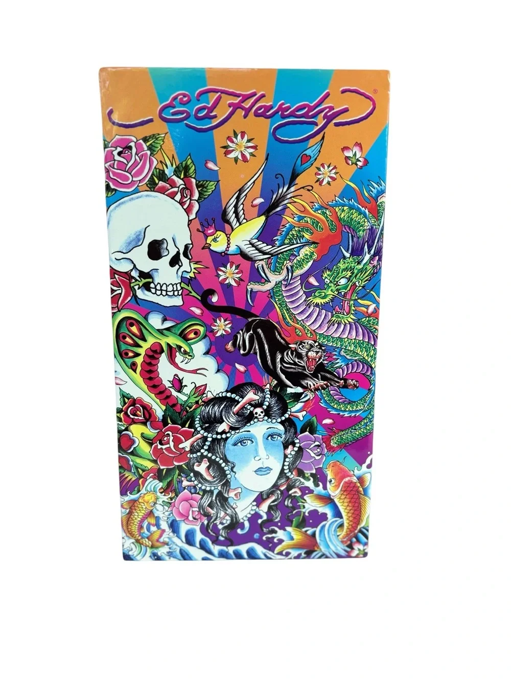 Ed Hardy x Lisa Frank Hanging File Box Skull Dragon Geisha Koi Organizer Rare